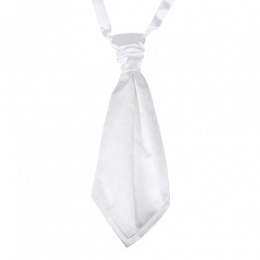 Boys White Adjustable Scrunchie Wedding Cravat